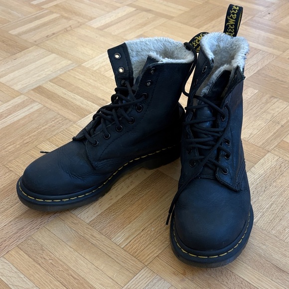 Dr. Martens Shoes - Dr Martens Serena Leather Boots with fur lining